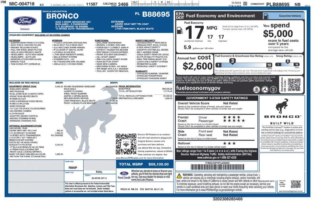 ford bronco 4-door 2023 1FMEE5DP0PLB88695 image ford bronco 4-door 2023 1FMEE5DP0PLB88695 image